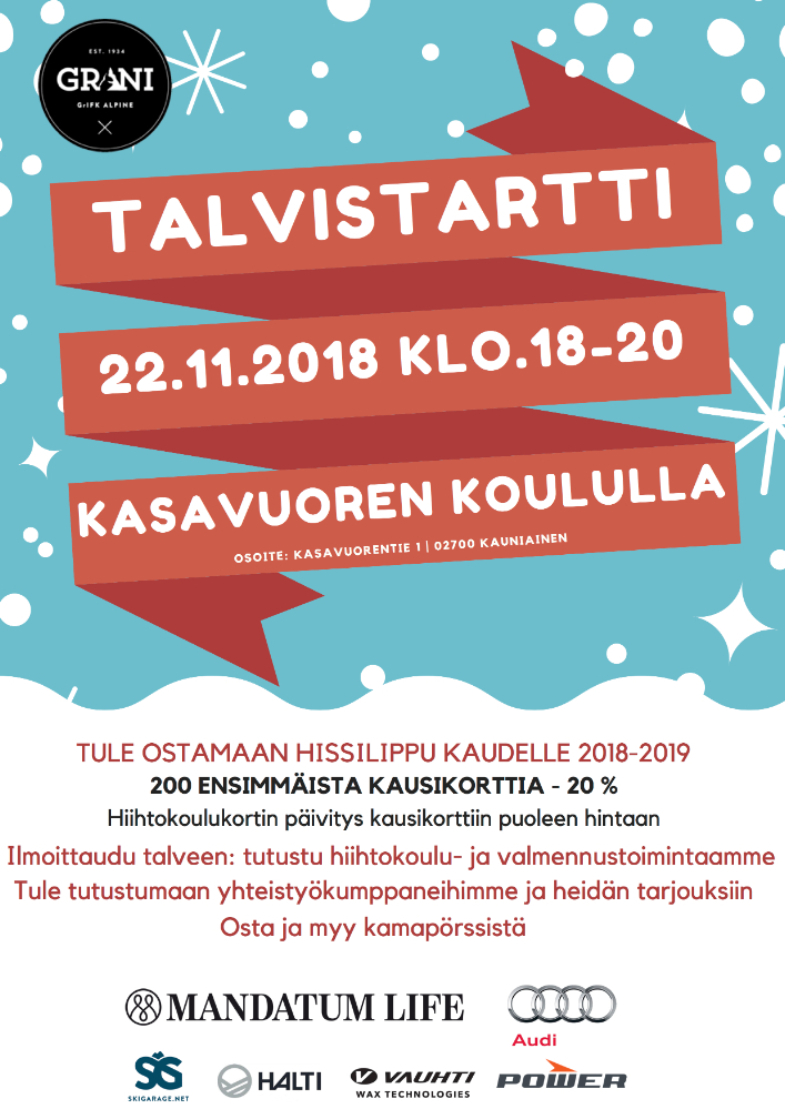 Talvistartti ja seuran sääntömääräinen syyskokous 22.11.2018